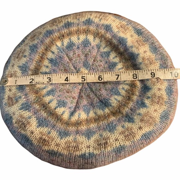 VTG ARIS OS Retro Knit Beret Flat-Cap Cabbie-Hat Nordic Fair Isle 1444MM - Picture 9 of 9